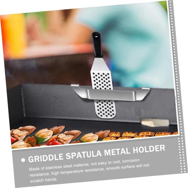 2 stk. grillspatelholder i rustfrit stål med kroge til flade grillplader og grilltilbehør til pladsbesparende opbevaring -