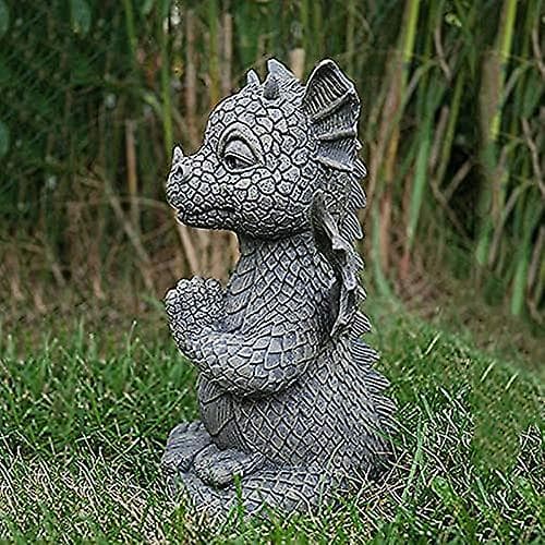 Meditationsdrage Havefigur - Håndlavet Resin Figur - Dekorativ Figur Til Have