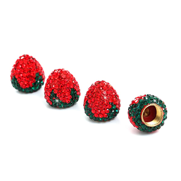 Bilventilhattar, 4-pack kristall strass bilventilhattar Strawberry Scarlet Strawberry Scarlet