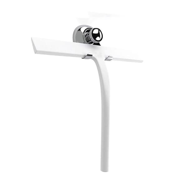Dusjskrape med sugekoppholder - 23 cm Hvit - Vindus Sq