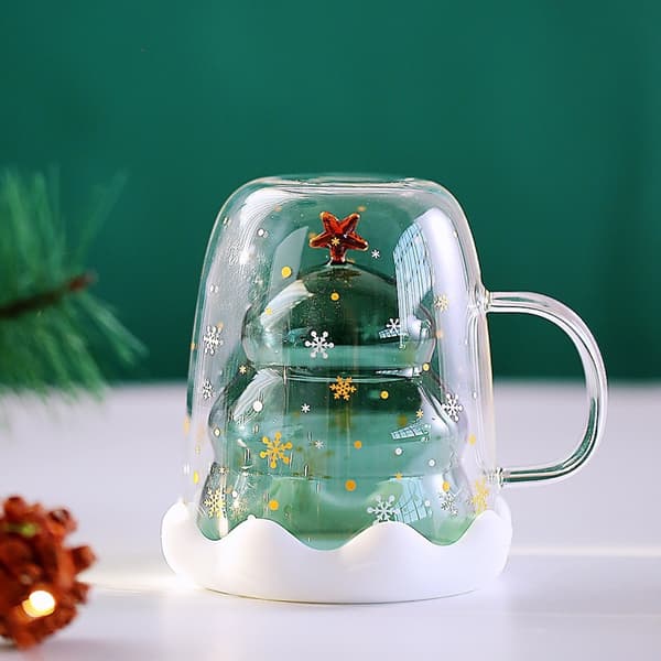 Kaffekrus Dobbeltvægget Juletræ Glas Kop Isoleret Glas M
