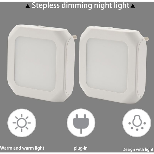LED Night Light for Children, Night Light Socket with Dusk Sensor, Steplessly Adjustable Brightness, Bedroom, Warm White