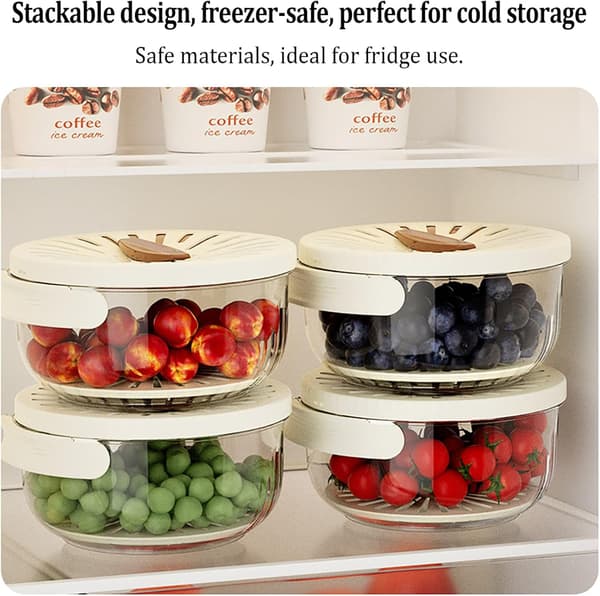 Kitchen Fruit Drain Basket, Multifunctional Drain Bowl, Fruit and Vegetable Washing Bowl with Lid, Kitchen Double-Layer Drain Basket with