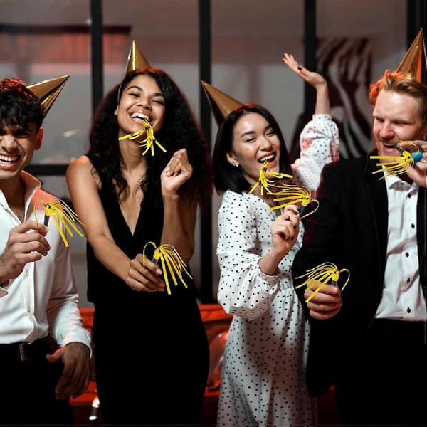 12 stk Festlydmakere for Voksne Lydmakere for Fest Gull Festblås Glitter Lydmakere Testhorn og Lydmakere