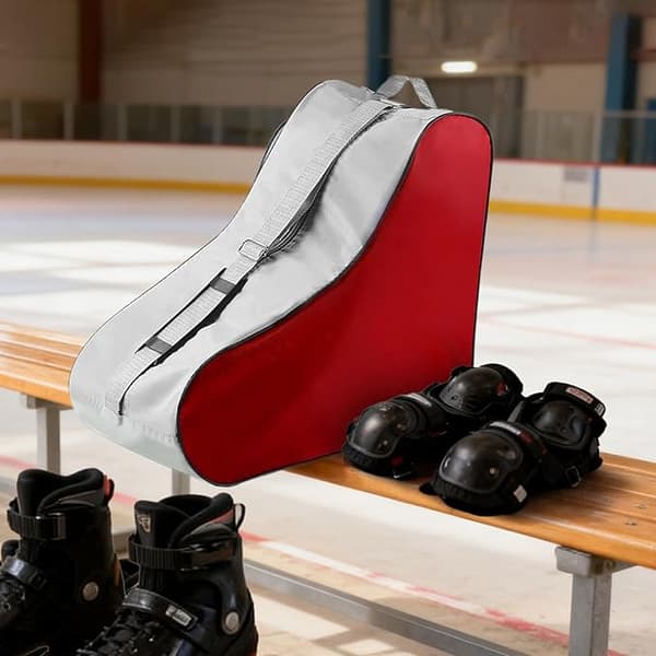 Roller Skate Bag - Portable Backpack Style Bag with Adjustable Shoulder Strap | Zipper Storage Bag, Holds Two Roller Skates red red
