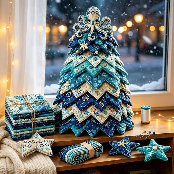 Julgrans-Quilt-set – Kustsemester, tärning A. - A.