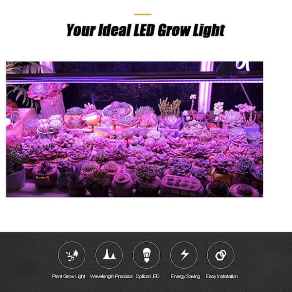 5-pak LED-vækstlys, 5W T5-rør LED til planter, høj effekt, integreret armatur, udvidelig 24 tommer
