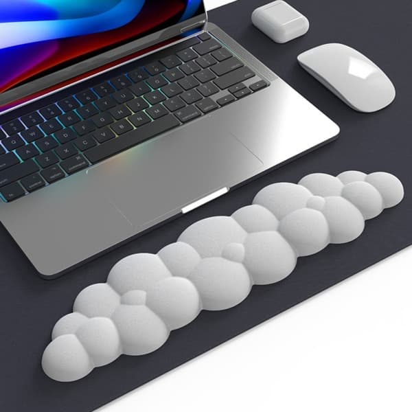 Skyformet håndledsstøtte og musemåtte sæt ergonomisk smertelindring sødt skrivebordstilbehør skridsikker sæt hvid White White