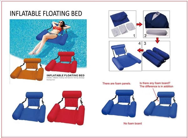 Luxury Inflatable Water Lounge - Durable PVC Floating Bed Sofa (Royal Blue)