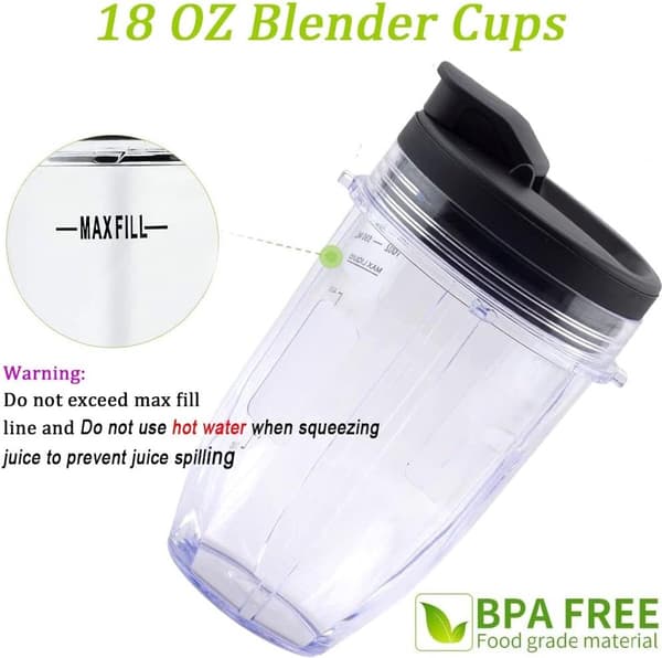 18oz Blenderkopp med Sip & Seal-lås, passer Nutri Ninja Auto IQ Series blendere, 2-pakning
