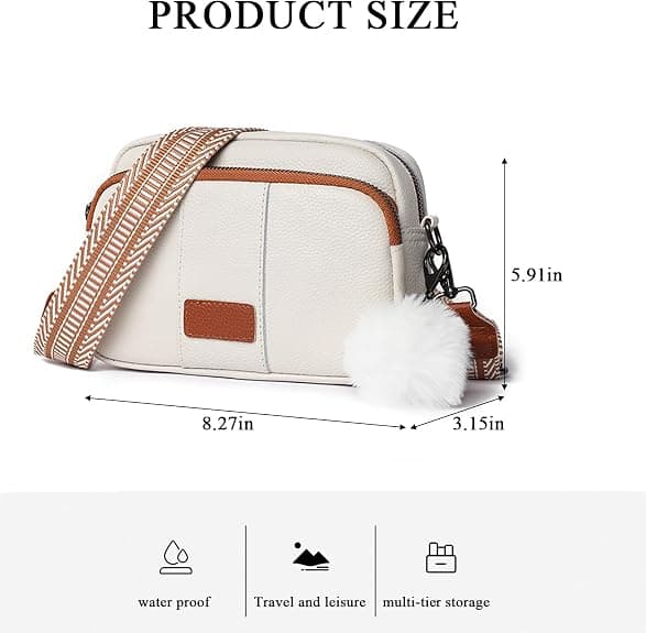 (hvid brun) Dame Messenger Taske Lille Stilfuld Læder Crossbody