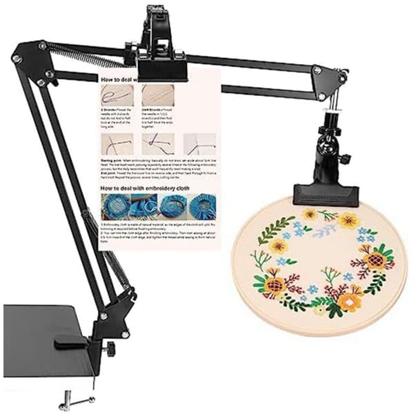 Embroidery Stand, Adjustable Embroidery Stand with Instruction Holder, Cross Stitch and Embroidery Projects