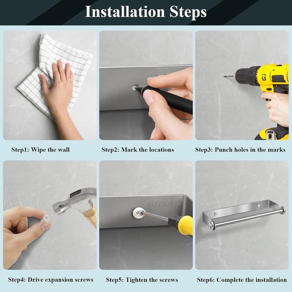 Wall Mounted Paper Towel Holder - Stainless Steel Wall Mounted Paper Towel Holder - with Installation Tools
