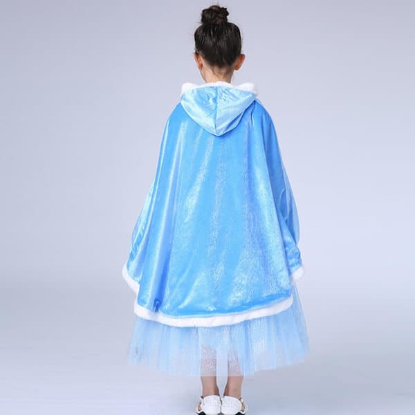 Prinsesse hettekappe kostyme for jenter maskerade Halloween jul karneval cosplay blå 5-6 år-FA-