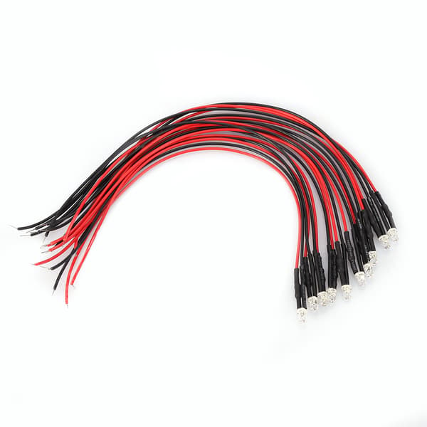 10pcs 12v 3mm LED Light Emitting Diode Wired Multi-color LED Light Cable 20cm 0.06W (Red)