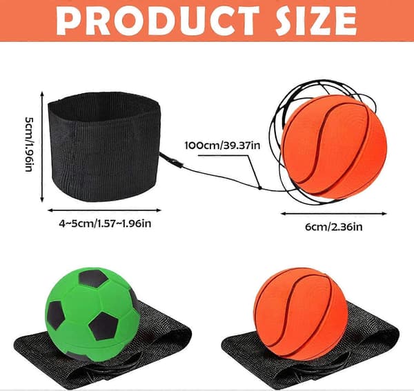 Gummiballer med bånd, 2 styk elastisk reb returbold gummibånd med håndledsrem til sport