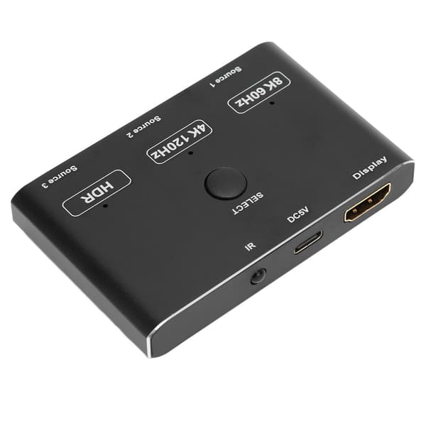 HD Multimedia Interface Switcher HDR 3 inn 1 ut 8K HD Multimedia Interface Splitter med retningsbestemt fjernkontroll