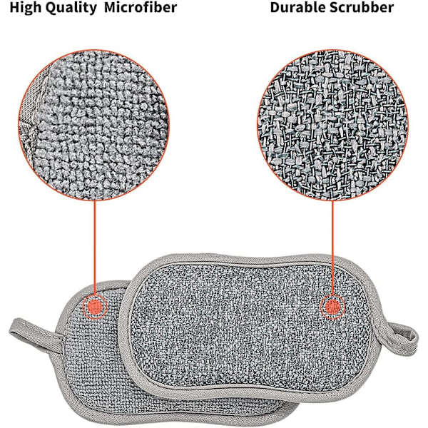 Opvaske svampe, 6 dobbeltsidede, ridsefrie skrubbeklud, den antibakterielle mikrofiber svamp i køkkenet renser effektivt alt