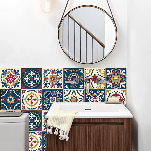 16 st 15x15cm Victorian Patterned Self-Adhesive Tiles Waterproof for Kitchen