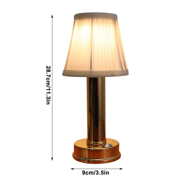 Classi LED Rechargeable Desk Lamp Eye-Friendly Lamp, Round Fabric Lampshade Iron Small Table Lamp With Restaurant, Cafe Decoration