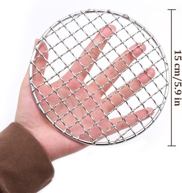 Grillrist Rustfrit Stål Rund Grillnet 15 cm Trådrist Grillnet til Have Camping BBQ, Kagebrød Kølestativ, Sølv