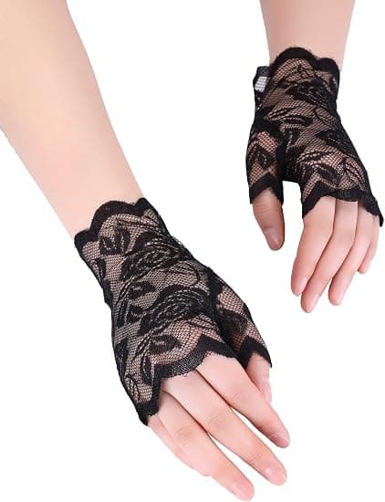 Solbeskyttelse Blomsterblonde Korte Handsker Dame Fingerløse Brudehandsker
