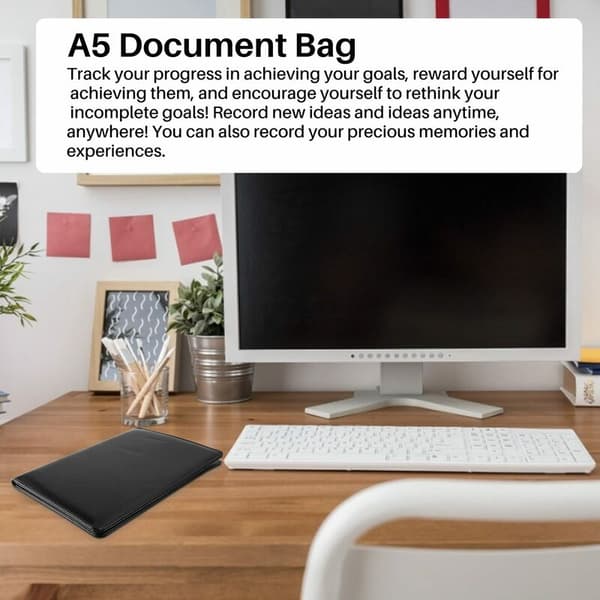 A5 Document Bag Folder File Clip Business Office Financial School Supplies (Black)