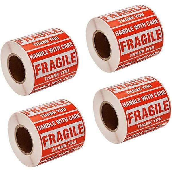Fragile Labels 4 Rolls 76.2mmx50.8X500 Sheets Fragile - with handle