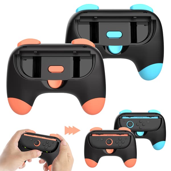 Greb til Nintendo Switch 2 (2025) Joy-Con 2, Slidstærkt og skridsikkert Switch2-controllergrebkit, Switch-holder tilbehør til NS2 JoyCon2 Orange Blue