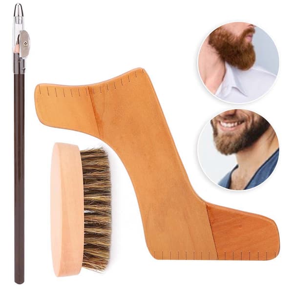 Men Beard Shaping Tool Kit Moustache Styling Template Pen Grooming Brush