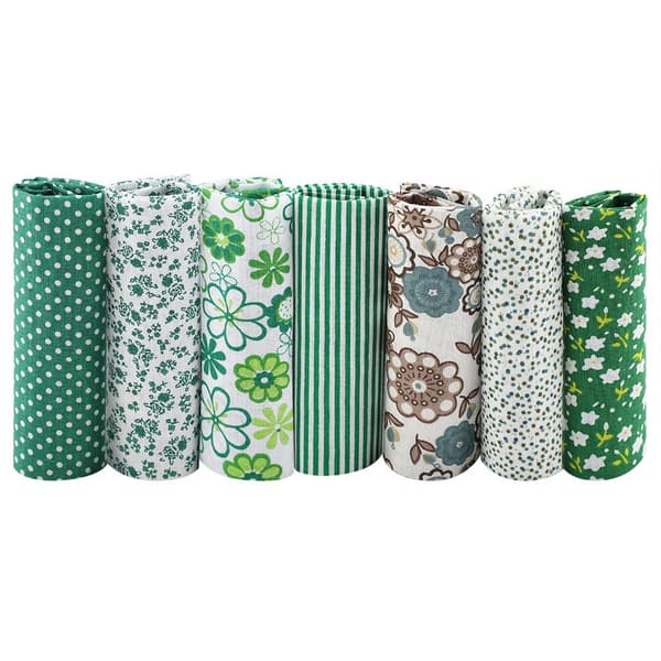 7 st 25*25 cm bomullstyg DIY blandade rutor förskuret sängkläder kit Quarters Bundle Mörkgrön