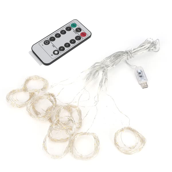 3x3m USB 300LED Chips Curtain Light String with Remote Control for Home Party Decoration Warm Yellow