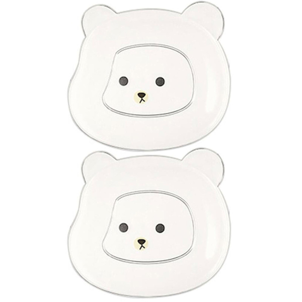 Wharick 2-pack Snacks Plate Plastic Cartoon Bear Shape Sauce Bowl Plates Tableware Kitchen Utensils Clear Clear