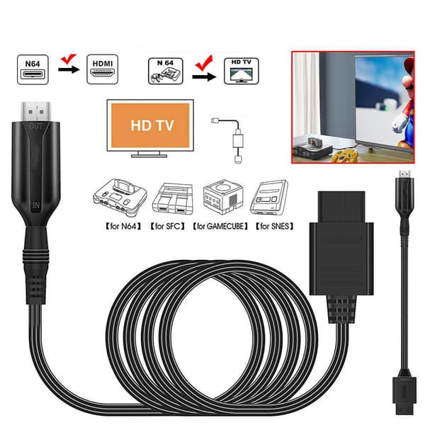 Nintendo Gamecube Super NES/SNES N64 HDMI-sovitinmuunnoskaapeli