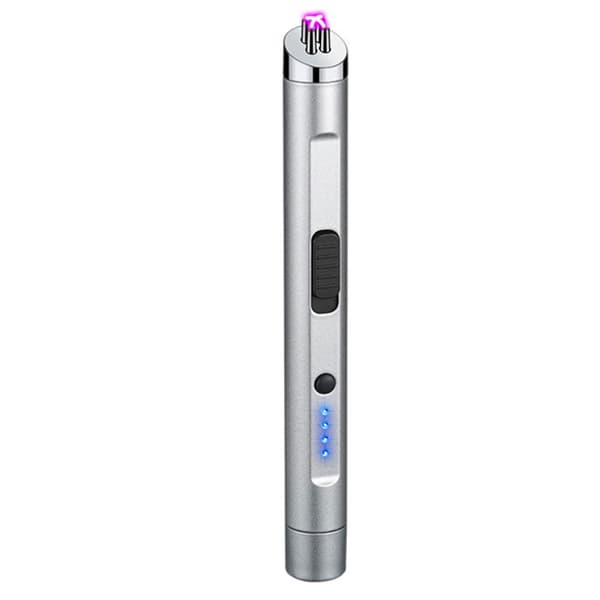 Oppladbar Elektrisk Lighter Plasma Arc Lysestake Lighter Flammeløs Vindtett USB-Lighter Sølv Silver