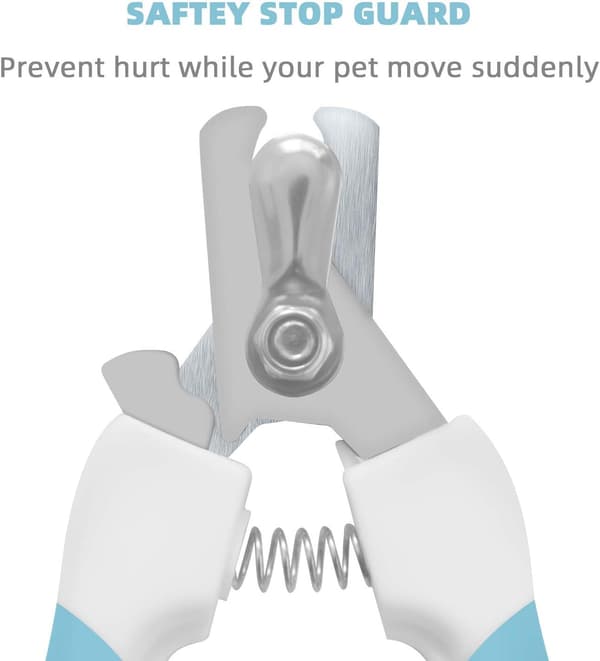 Blue Pet Nail Clippers with Safety Guard to Prevent Over-Cutting