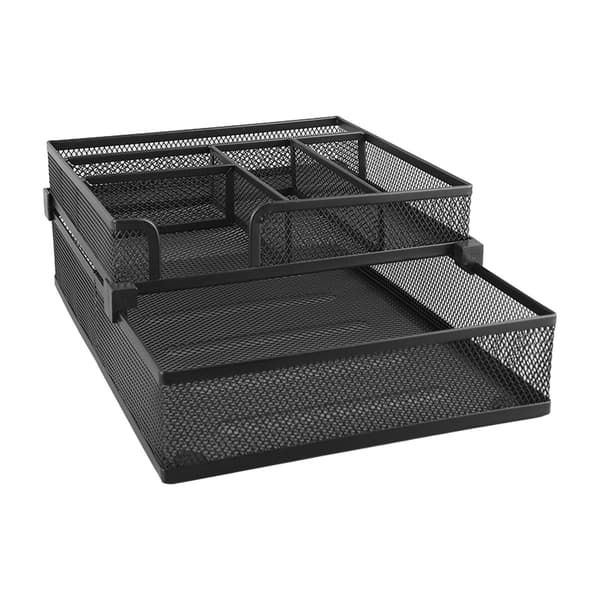 2-Tier Paper Tray Double Layer Metal Mesh Paper Tray Removable Multifunctional Paper Tray for Office Classroom