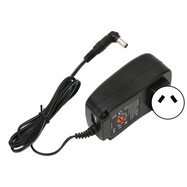 Multifunksjonell 30W universell strømadapter med USB-port, justerbar spenning, strømadapter 100‑240V AU-plugg