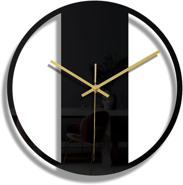 (CC308) Svart rund ram väggklocka DIY Tyst modern design väggklockor lämpliga för sovrum vardagsrum kontor konstdekoration