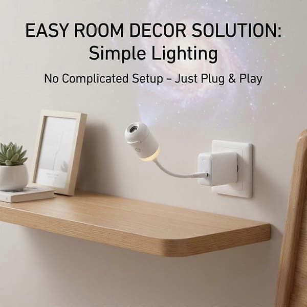 HD Smart Dynamic 5D Holographic Night Light Projector, Plug and Play HD 2-in-1 Galaxy Star Projector, 360 Rotating, USB Powered, with 24 Films
