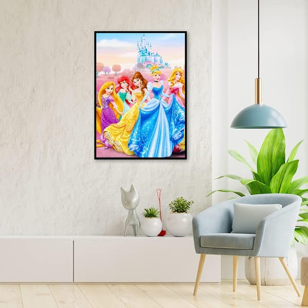 AUCRSOZK DIY 5D Prinsessa Full Diamond Rund Sten HD Canvas Diamo