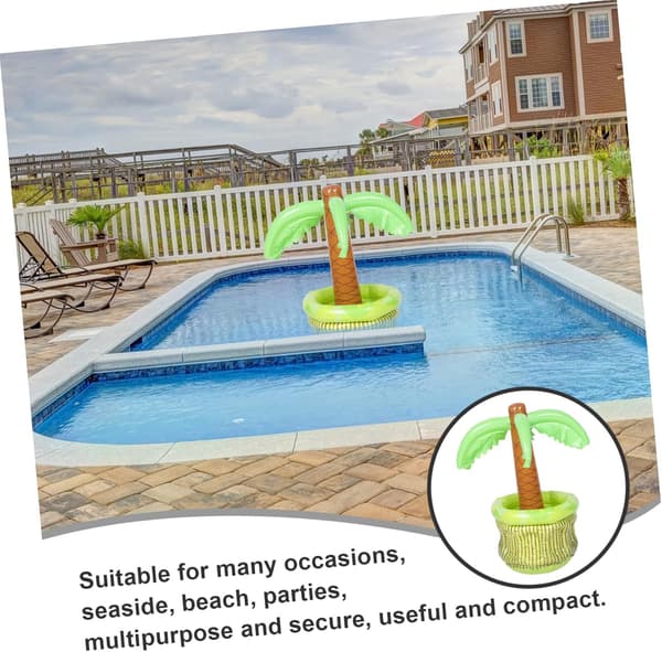 Oppustelig isbeholder i kokosnøddeform af PVC kompakt og bærbar til sommerstemning til strand Hawaiifester -