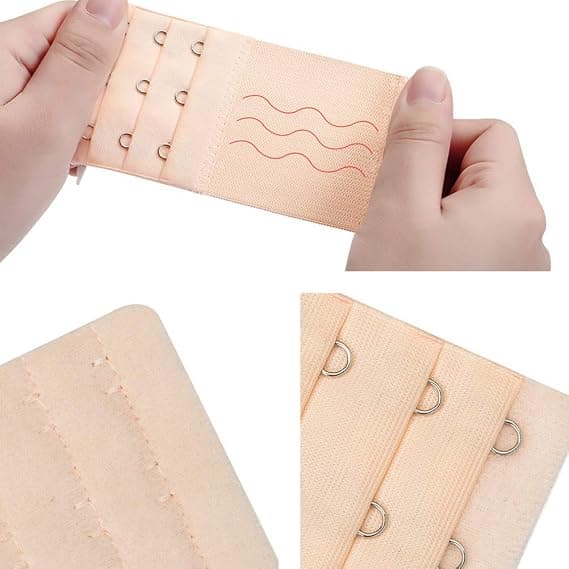 6-pack BH-förlängare med 2/3-hakor för kvinnor (vit, svart, beige)