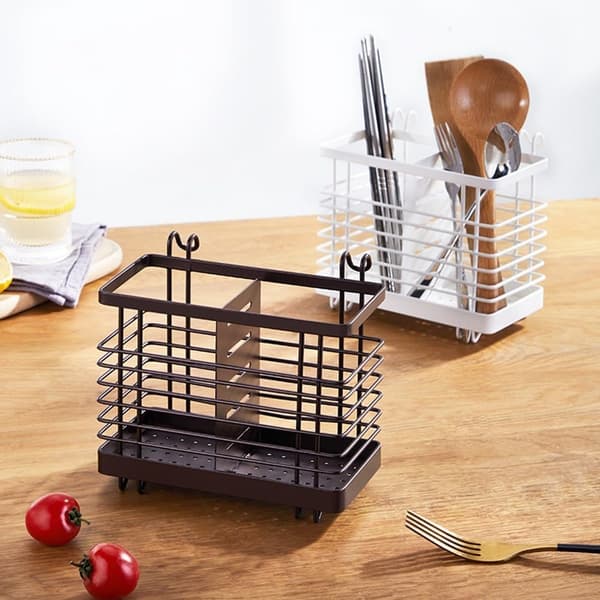 Vit 10,3x10x11,5 cm Rustfri Bestikkholder for Oppvaskkum