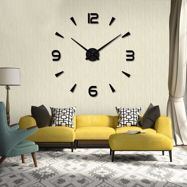 Modern Silent DIY Wall Clock (Gold, 70-90cm), 3D Sticker, for Home, Restaurant, Office and Hotel Decoration