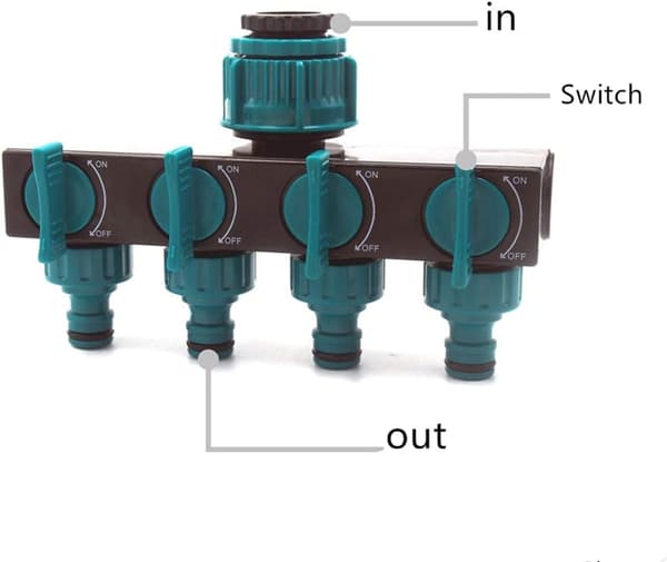 Bevattningsslangkoppling 4 utlopp, fördelare Sprinkler Co