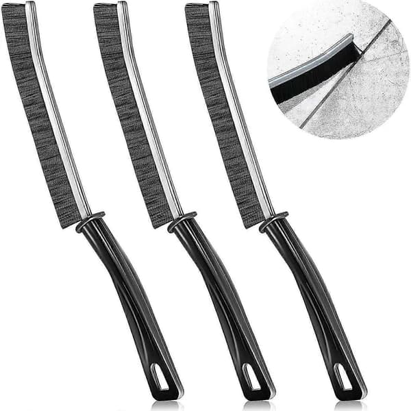 Multifunktionell rengöringsborste för badrumssprickor - 3-pack Svart 3 st_tfrf