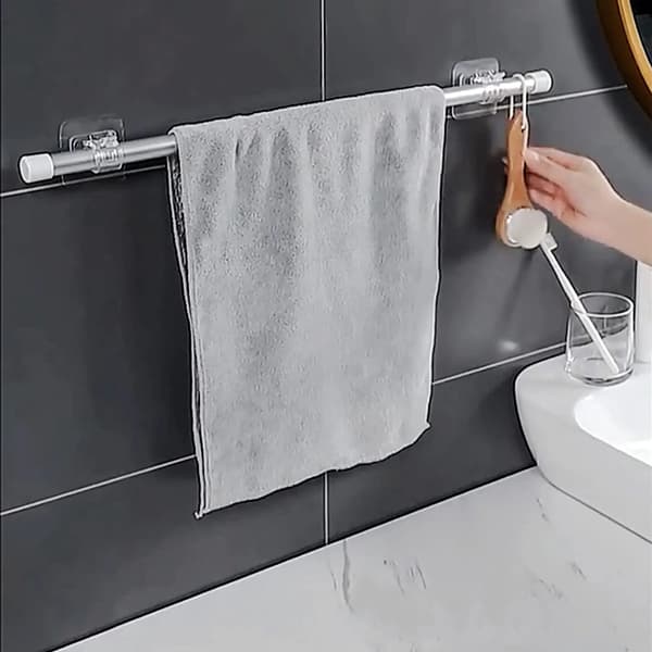 Curtain Rod Brackets 4-pack No Drilling Self-Adhesive Heavy Duty Wall Mounted Hooks for Home Window Curtains Clear