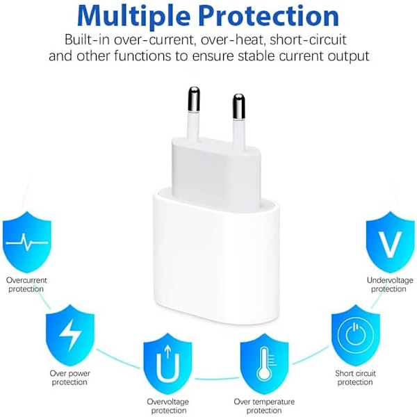 iPhone Snabbladdare USB-C 20W Strömadapter med 2m Kabel 1-Pack 1-Pack iPhone