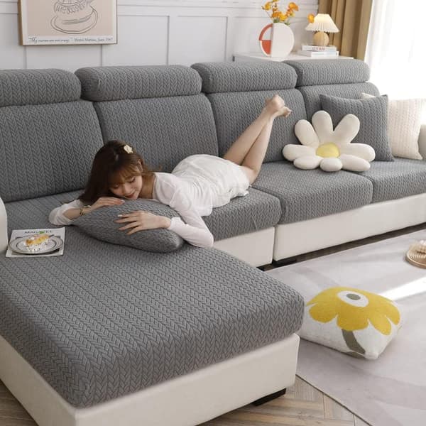 Sittedeksel til sofapute - Universal Stretch Sofatrekk Sofaputedeksel L-Form, Mykt Sittedeksel til sofa Sofachaisetrekk